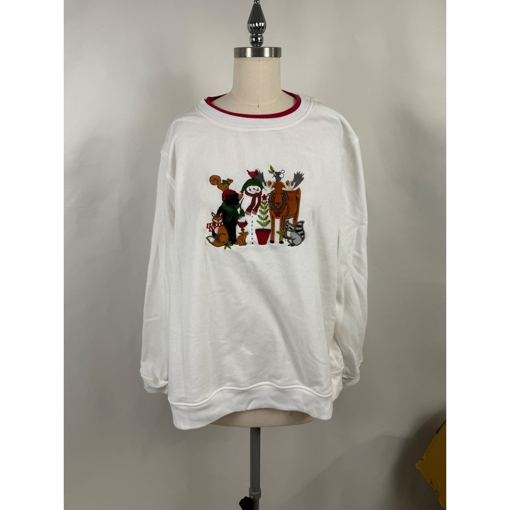 Heritage‎ Charm XXL Old Christmas Embroidered 90's Holiday Cozy Sweater Lounge